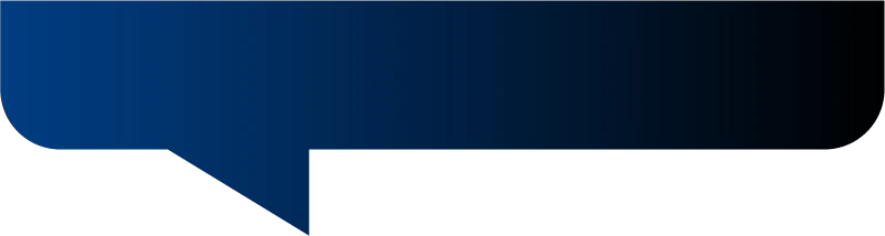 A dark blue to black gradient speech bubble with radome-like curves, jagged lower edge, and a pointed tail on white background.